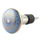 Slate Blue Ceramic Floral Wine Stopper